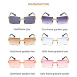 Female Rimless Sunglasses UV400 Driving Sun Glasses Sandy Beach red