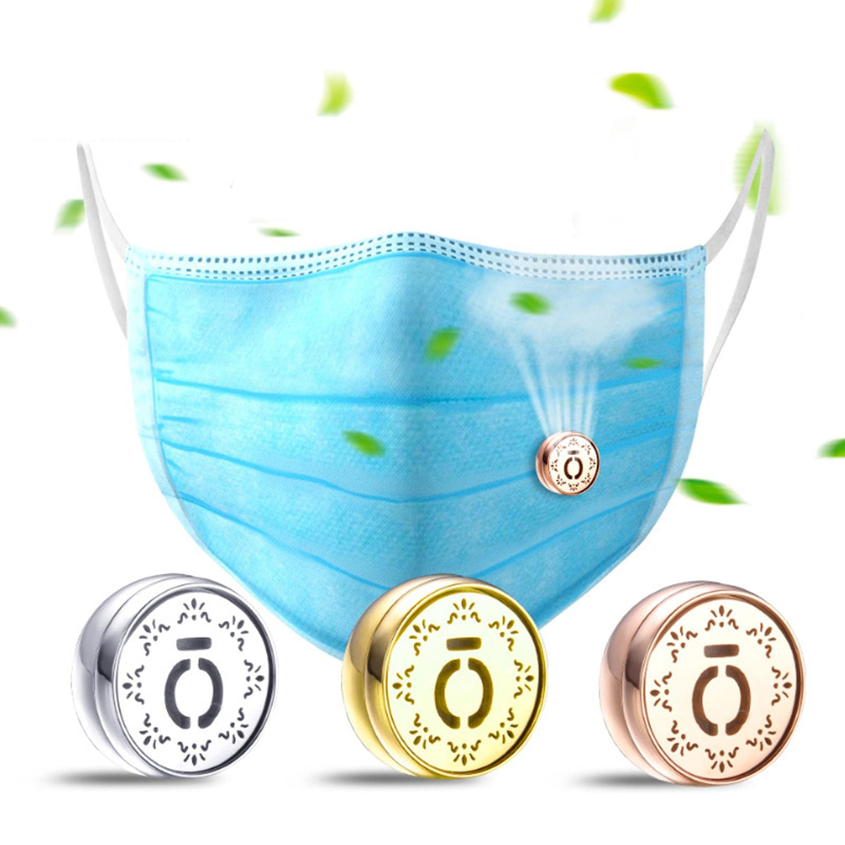 Face Mask Aromatherapy Essential Oil Diffuser Magnetic Button Golden A