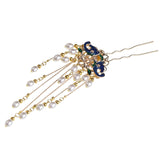 Women Flower Crystal Hair Pins Clips Bridesmaid Bridal Hair Decor Hair Stick