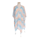 Women Loose Shawl Kimono Cardigan Boho Tops Jacket Blouse Blue Orange