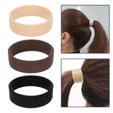 Maxbell Pony Band Clip New Wide Pony Hair Band Dark Chocolate Hair Tie Band White