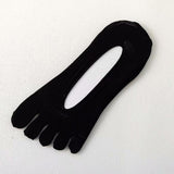 Women FIVE FINGER SOCKS with Silicone Pad Toe Sock Invisible Low Cut Black