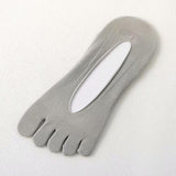 Women FIVE FINGER SOCKS with Silicone Pad Toe Sock Invisible Low Cut Gray