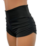 Women High Waist Yoga Shorts Sport Running Workout Tummy Control Black M