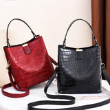 PU Leather Bucket Bag Top Handle Satchel Luxury Business Casual Totes Red