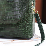 PU Leather Bucket Bag Top Handle Satchel Luxury Business Casual Totes Green