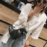 Women Cartoon Shoulder Bag Chic Chain Strap Crossbody Purse Handbag Black