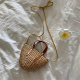 Bamboo Backpack with Lid and Shoulder Strap Handwoven Rattan Basket for Kids