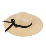 Women's Summer Large Floppy Folding Wide Brim Cap Straw Beach Hat Beige