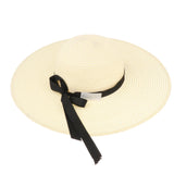 Women's Summer Large Floppy Folding Wide Brim Cap Straw Beach Hat Ivory