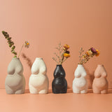 Maxbell Nordic Female Naked Body Art Statues Vase Indoor Planters Home Decor Beige
