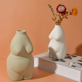 Maxbell Nordic Female Naked Body Art Statues Vase Indoor Planters Home Decor Gray