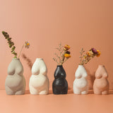 Maxbell Nordic Female Naked Body Art Statues Vase Indoor Planters Home Decor Gray