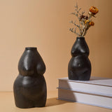 Maxbell Nordic Female Naked Body Art Statues Vase Indoor Planters Home Decor Black