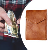 Men's PU Leather Cash Change Money Slim Blocking Bifold Wallet Light Brown