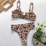 Bikini Set Two Pieces Swimwear Beach Bathing Suit Beachwear Leopard_S