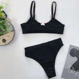 Bikini Set Two Pieces Swimwear Beach Bathing Suit Beachwear Black_S