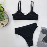 Bikini Set Two Pieces Swimwear Beach Bathing Suit Beachwear Black_L