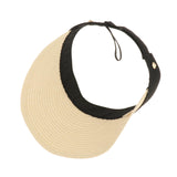 Women Straw Sun Visor Hat Wide Brim Summer UV Protection Beach Cap Beige