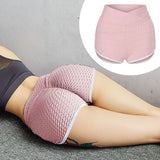 Women High Waist Yoga Shorts Home Gym Sports Fitness Pink L