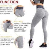 Women Butt Lift Leggings Textured Yoga Pants Gym Activewear Gray S
