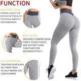 Women Butt Lift Leggings Textured Yoga Pants Gym Activewear Gray XL