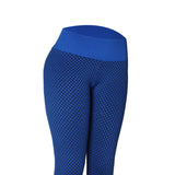 Women Butt Lift Leggings Textured Yoga Pants Gym Activewear Blue M