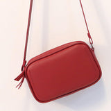 PU Leather Lady Messenger Bag with Long Strap Simple Shopping Shoulder Bag wine red