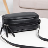 PU Leather Lady Messenger Bag with Long Strap Simple Shopping Shoulder Bag black