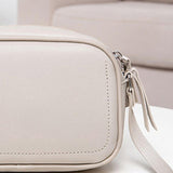 PU Leather Lady Messenger Bag with Long Strap Simple Shopping Shoulder Bag cream color