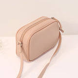 PU Leather Lady Messenger Bag with Long Strap Simple Shopping Shoulder Bag light pink