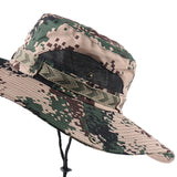 Mens Camo Sun Hat Summer UV Protection Bucket Cap Wide Brim Brown Camo