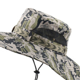 Mens Camo Sun Hat Summer UV Protection Bucket Cap Wide Brim Grey Star Camo