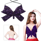 Womens Belly Dance Bra Sequin Tops Latin Costumes Party Club Wear Purple 1