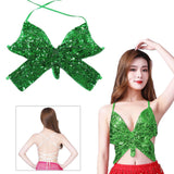 Womens Belly Dance Bra Sequin Tops Latin Costumes Party Club Wear Green