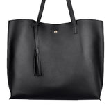 Women's Faux Leather Shoulder Bag Waterproof Large Capacity Handbag Black