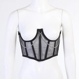 Women Corset Belt See Through Blouse Waist Chain Cinch Girdle Black S