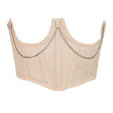 Women Corset Belt See Through Blouse Waist Chain Cinch Girdle Apricot S