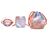 Japanese Drawstring Bag Coin Purse Lunch Bag Food Pouch Blue Pink