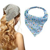 Women Bandana Elastic Soft Boho Hair Band Printed Hair Scarf Gifts Blue