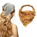 Women Bandana Elastic Soft Boho Hair Band Printed Hair Scarf Gifts Yellow