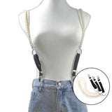 Punk style Suspenders Women Y-Shape Metal Clips Adjustable Pearl Strap