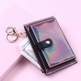 Women Wallet Bifold with Coin Pocket Card Holder Purse Keychain Black