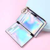 Women Wallet Bifold with Coin Pocket Card Holder Purse Keychain Silver