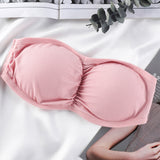 Women Invisible Strapless Bra Push Up Lingerie Seamless Underwear Bralette Pink