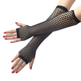 Long Fingerless Fishnet Gloves Party Accessories Mesh 1920s Gloves Black