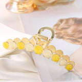 Women Alloy Hair Claw Clip Crystal Hair Jaw Paw Hair Clasps Beige Yellow