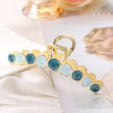 Women Alloy Hair Claw Clip Crystal Hair Jaw Paw Hair Clasps Light Blue Green