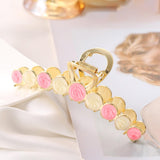 Women Alloy Hair Claw Clip Crystal Hair Jaw Paw Hair Clasps Beige Pink