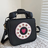 Telephone Shaped Crossbody Bag Shoulder Bag Totes Purse Satchel Black